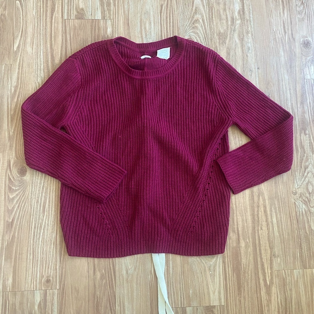 Women's Burgundy Knit Crewneck Sweater